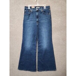 Levis Ribcage Bell High-Rise Flare-Leg Jeans Womens 32 Blue Medium Wash NEW